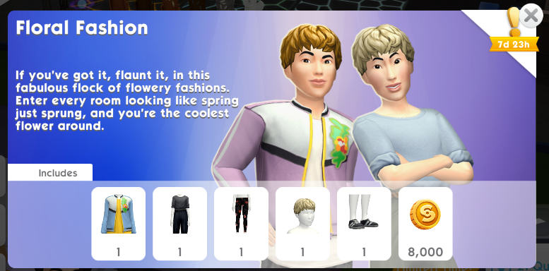 The Sims Mobile Floral Fashion pack