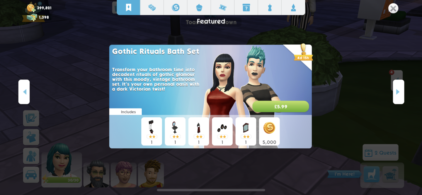 The Sims Mobile Gothic Rituals Bath Set is re-running with some big changes!