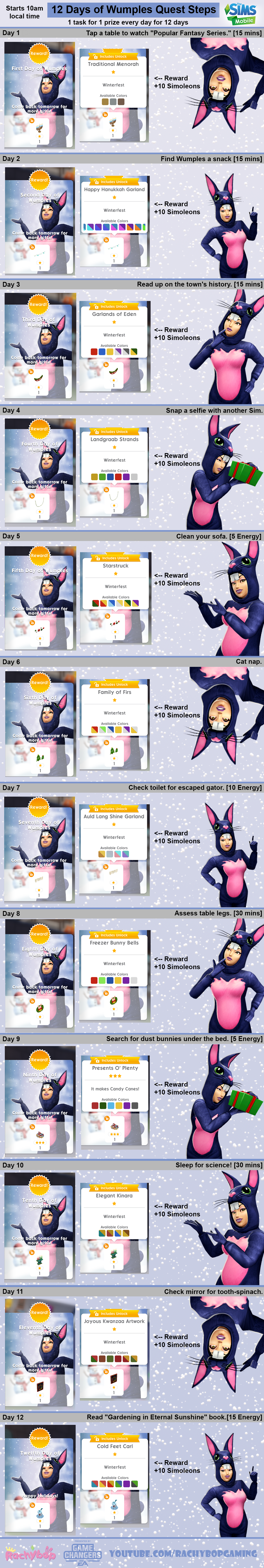 THE SIMS MOBILE 12 DAYS OF WUMPLES’ QUEST STEPS