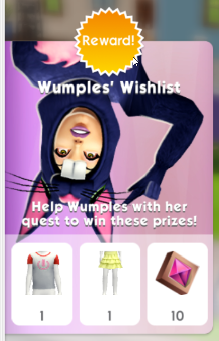 The Sims mobile Wumples’ Wishlist February 13th 2021