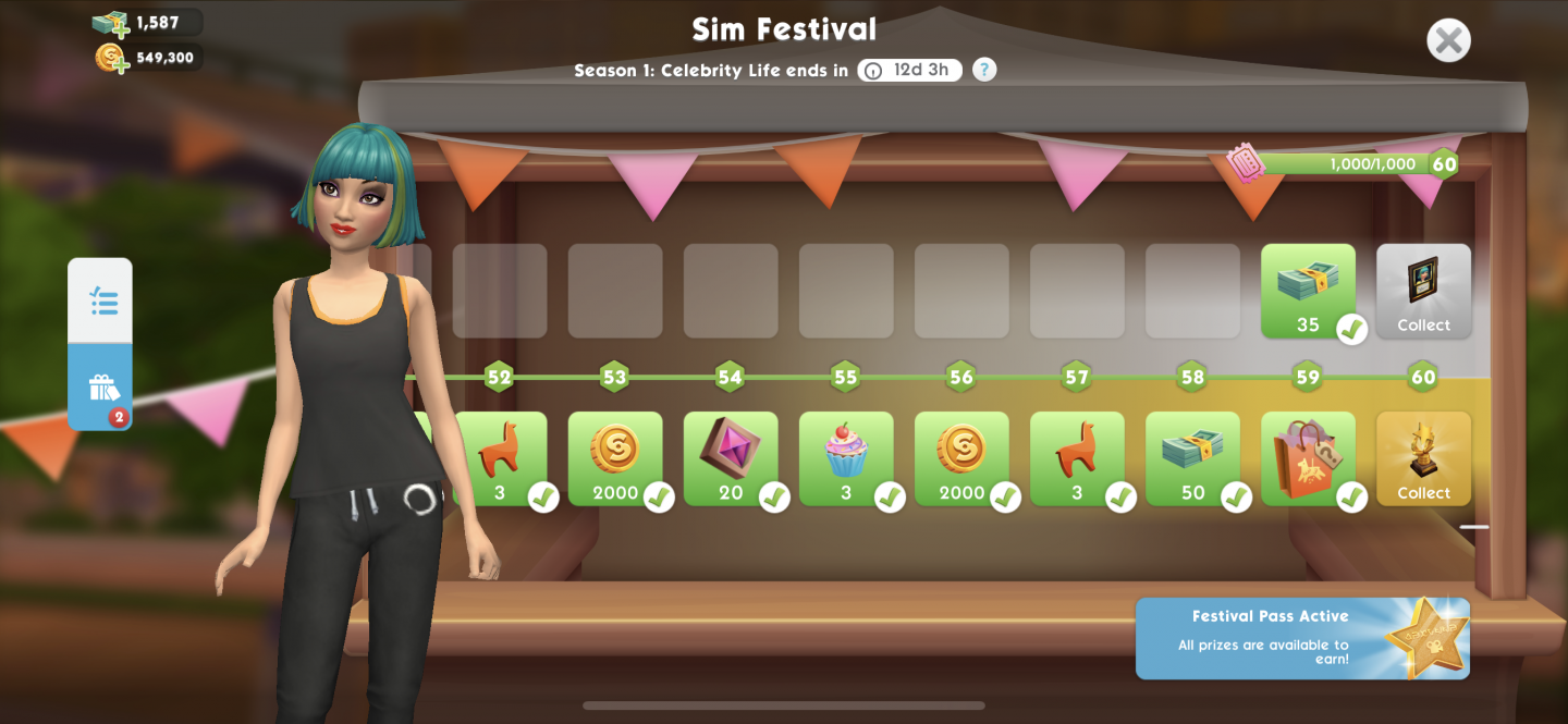 The Sims Mobile Celebrity Life Sim Festival Prize Track