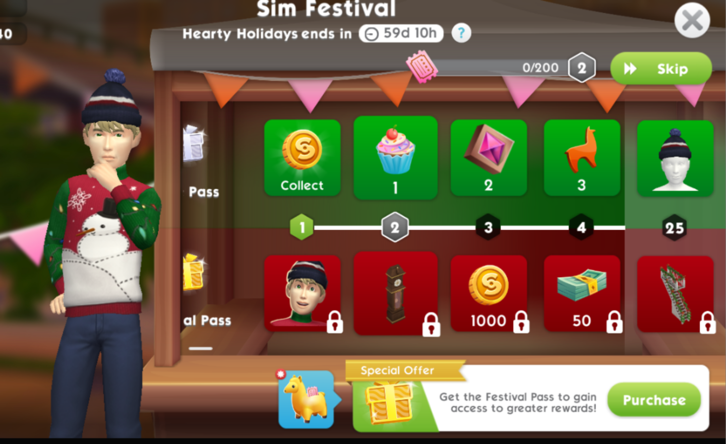 THE SIMS MOBILE HEARTY HOLIDAYS SIM FESTIVAL PRIZE TRACK