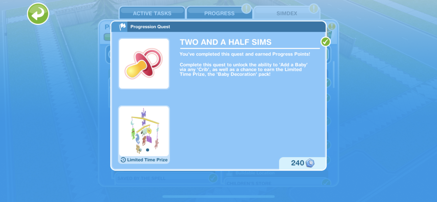 The Sims Freeplay Two and a half Sims Quest Retunes March 2022